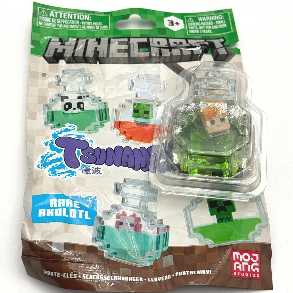 MINECRAFT NEW Tsunami Alex Potion Bottle Keychain Mojang Liquid Bag Clip Green